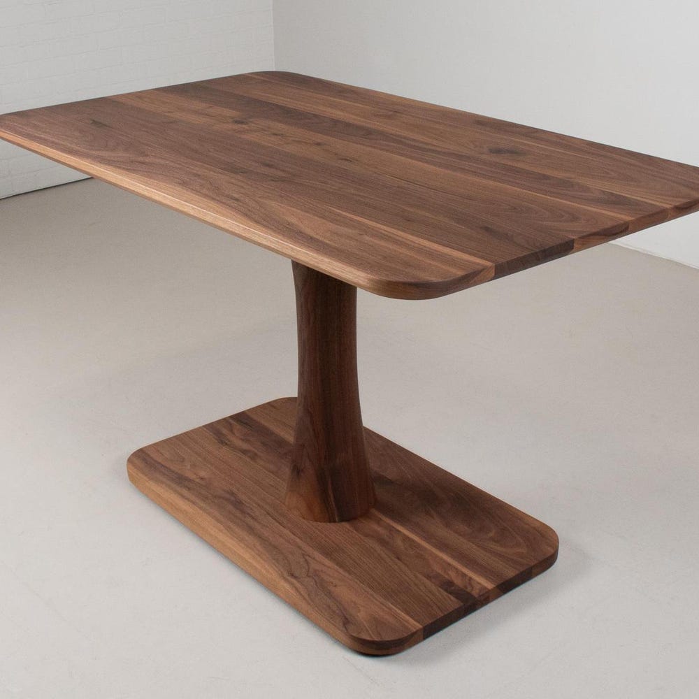 Walnut Banquette Table, Wood Pedestal Table, Pedestal Dining Table, Walnut Kitchen Nook Table, Pedestal Rectangle Dining Table for Banquette - Image 3