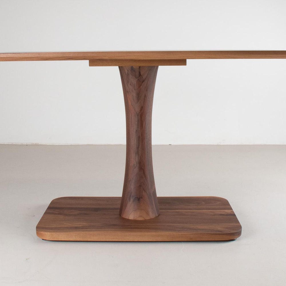 Walnut Banquette Table, Wood Pedestal Table, Pedestal Dining Table, Walnut Kitchen Nook Table, Pedestal Rectangle Dining Table for Banquette - Image 4