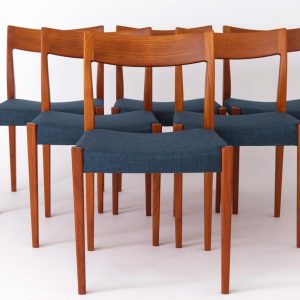 Set of 6 Yngve Ekström Kontiki Chairs | 1960s Swedish Teak | Hugo Troeds | Mid-Century Modern Dining Chairs