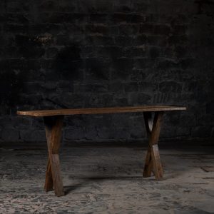 Vintage Reclaimed weathered wood Entryway console table | Rustic Bleach Finish Long Height Old Wooden End Table | Old Rustic Wooden Table