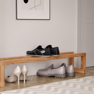 Minimalist Wooden Shoe Rack, Modern Compact Storage Solution, Handmade Rustic Entryway Organizer, Stylish Small Space Furniture Shelf