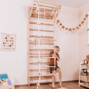 Jungle Gym Wall Set with Rope Accessories, Montessori Wall Climber, Indoor Playground, Indoor Wall Gym, Toddler Ladder Wall