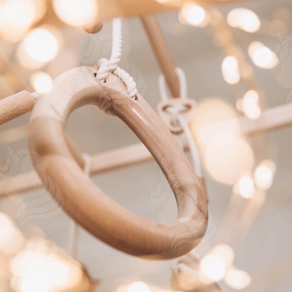 Scandinavian Wooden Climbing Tower, Montessori Indoor Play Gym for Toddlers, Non-Toxic Climbing Set with Ramp, Ladder, Swings, and Play Mat - Image 8