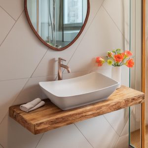 Wooden Rustic Live Edge Bathroom Vanity – Handcrafted Solid Floating Shelf – Custom Farmhouse  Single or Double Sinks – Unique Small Vanity