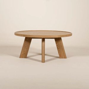 Round Coffee Table 32" | Solid Wood Coffee Table | Oak & Walnut Low Table | Minimalistic Design | Japandi Concept | MA COFFEE TABLE 32"
