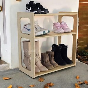 3-Tier Wooden Shoe Rack, Compact Shoe Organizer for Small Spaces, Modern Minimalist Design, Sturdy & Easy Assembly