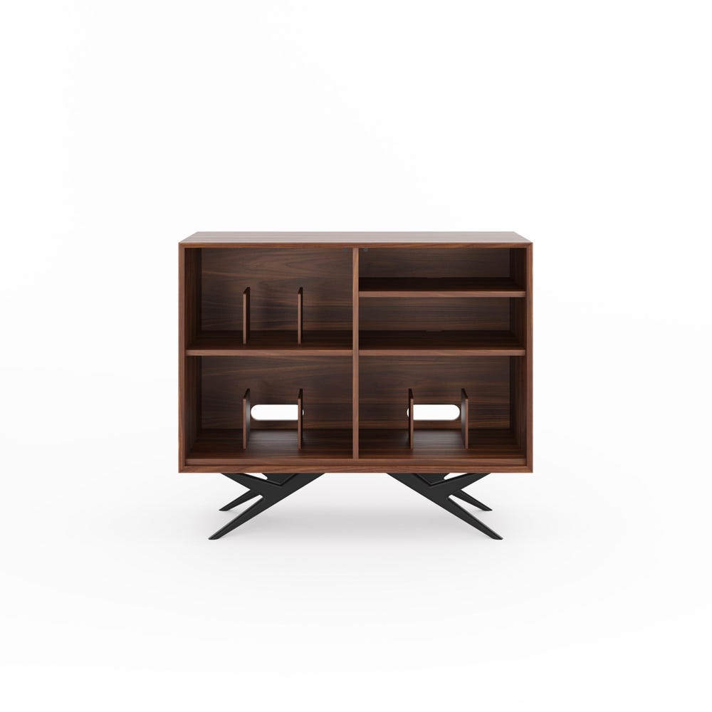 High Walnut Record Player Stand with vinyl storage in Mid Century Modern Style, Media Console, Turntable Stand - Image 7