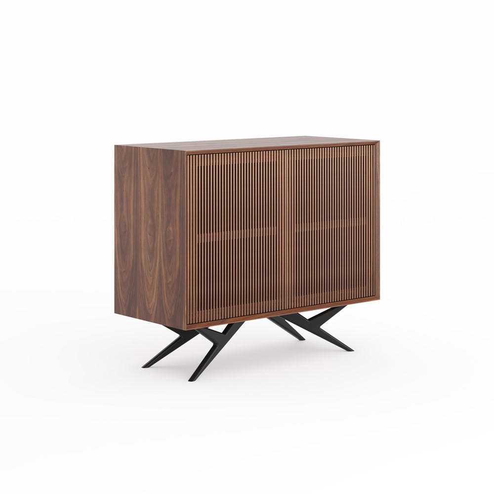 High Walnut Record Player Stand with vinyl storage in Mid Century Modern Style, Media Console, Turntable Stand - Image 4