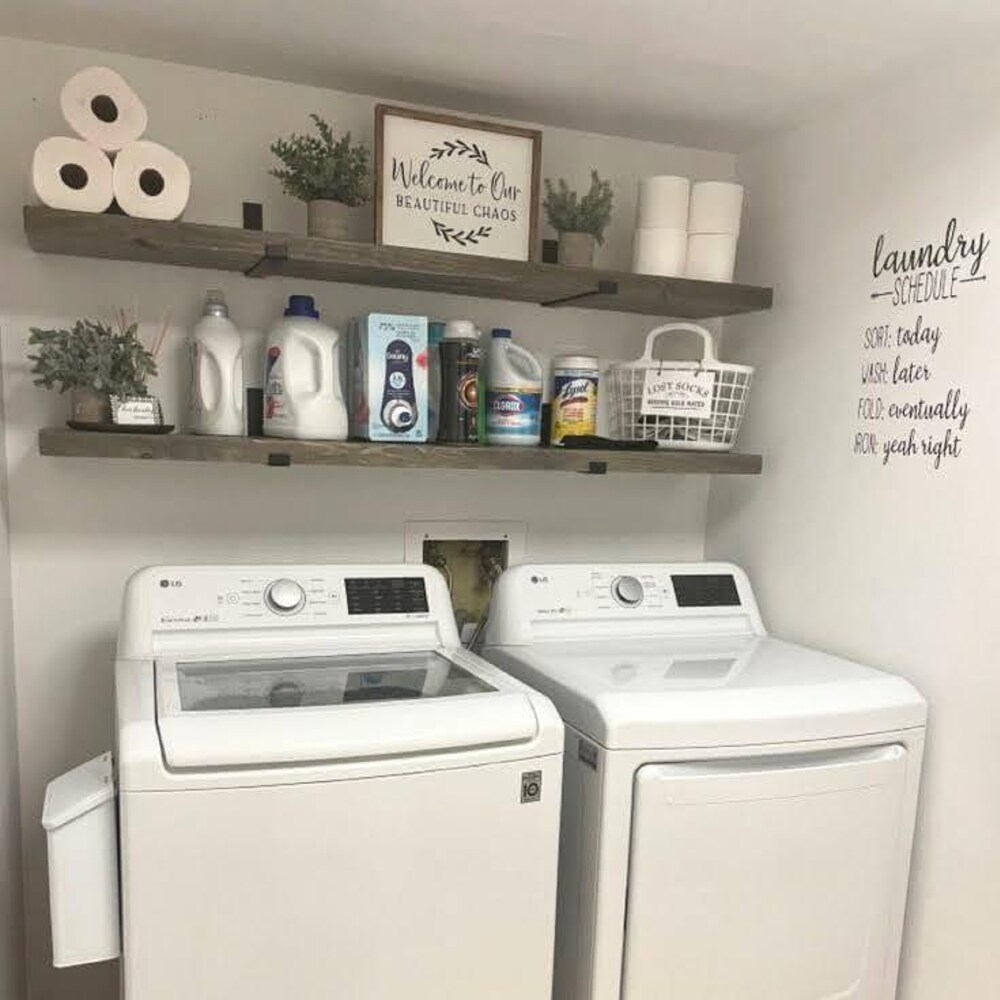 Laundry Room Shelves, Set of 2, Custom Real Wood Shelving for Laundry Storage - Image 4