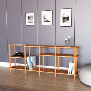 Solid Beech Wood Large Media Console-Bookshelf, Solid Wooden TV Stand, Custom Size Solid Wood Bookcase, Large Entertainment Center