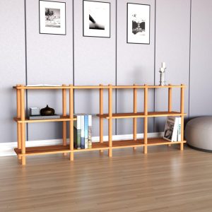 Solid Beech Wood Large Media Console-Bookshelf, Solid Wooden TV Stand, Custom Size Solid Wood Bookcase, Large Entertainment Center