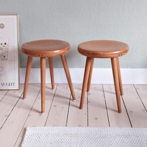 Scandinavian teak stool mid century modern stool vintage pair of wooden stools minimalist Japandi stool 60s entry furniture Danish modern