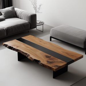 Live Edge Coffee Table, Walnut Live Edge Coffee Table, Wooden Coffee Table, Modern Coffee Table, Wood And Metal Coffee Table