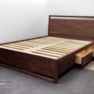 Walnut Platform Storage Bed with Drawers, Solid walnut, Solid wood platform bed, Wooden Bed frame with storage, Wooden bedroom set