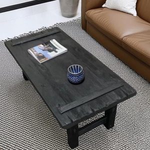 Custom Handmade Rustic Wooden Coffee Table - Farmhouse Style natural Live Edge Reclaimed Handcrafted solid rectangular wood table home decor