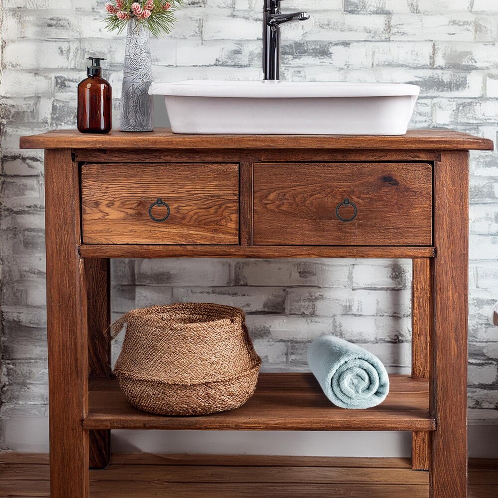 Wooden Rustic Style handmade bathroom vanity live edge solid wood cabinet sink table counter top farmhouse home decor furniture handcrafted - Image 5