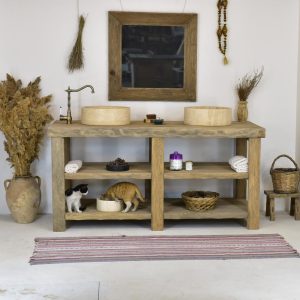 Bathroom Sink Vanity  Rustic  Handmade Rustic Wood Live Edge Vanity Vanity Farmhouse Wood Decor Bathroom  Vanity Mid Century  2 Sink Vanity