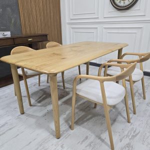 Elegant Chestnut Dining Table and Chair Set - Mid Century Dining Table, Handmade Solid Wood Table With Wood Legs