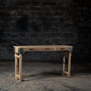 Vintage Reclaimed wood drawer console table | Wooden entryway console | Handcrafted folding console table | Rustic vintage finish