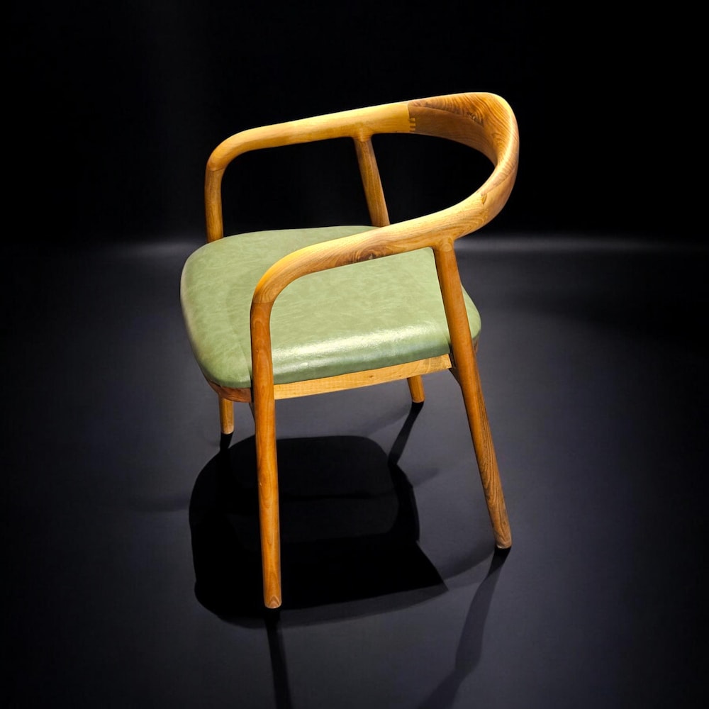 Walnut Dining Chair with Wooden Arms, Modern Wooden Dining Chair for Kitchen Table & Living Room Seating - Image 6