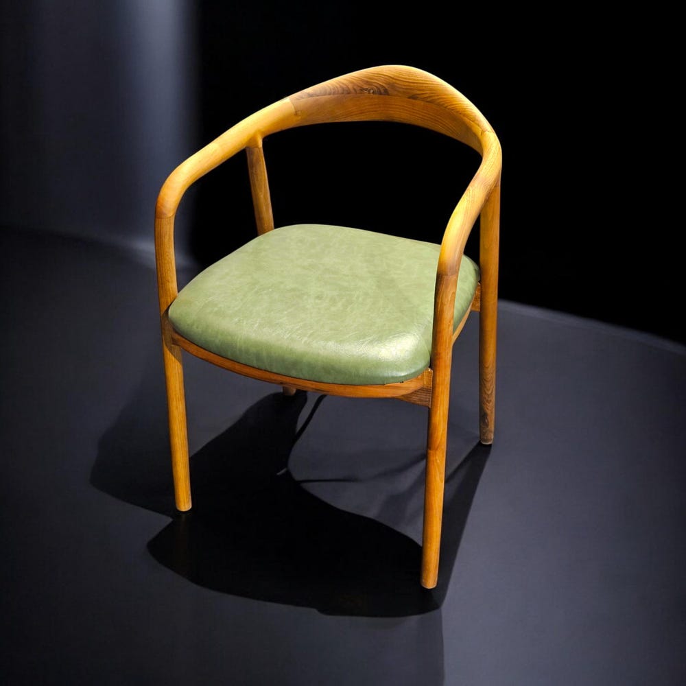 Walnut Dining Chair with Wooden Arms, Modern Wooden Dining Chair for Kitchen Table & Living Room Seating - Image 5