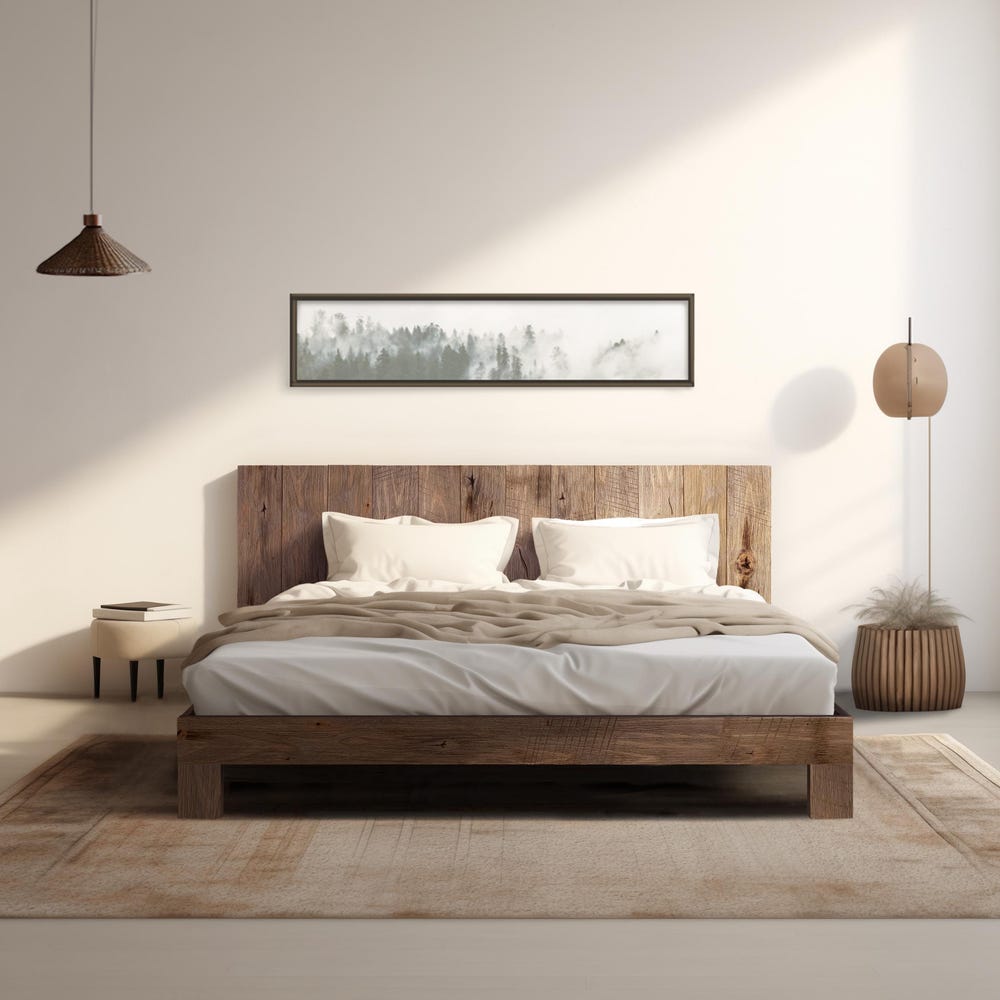 Sky Bed - Quick Ship - Barnwood Reclaimed Aesthetic - Modern Rustic - Solid Wood - Platform Bed Frame & Headboard - Handmade in USA - Image 3