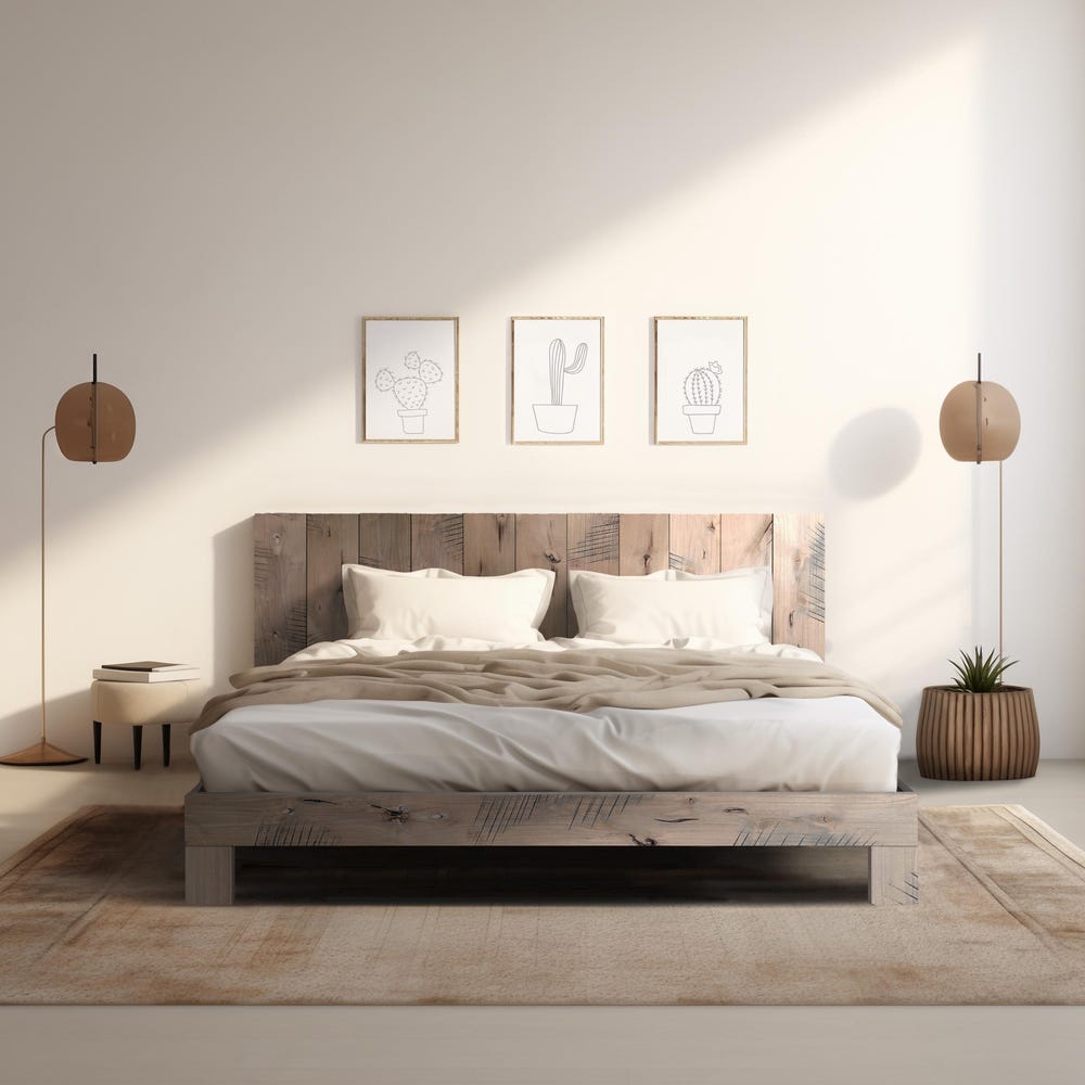 Sky Bed - Quick Ship - Barnwood Reclaimed Aesthetic - Modern Rustic - Solid Wood - Platform Bed Frame & Headboard - Handmade in USA - Image 6