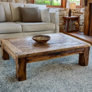 Wooden Rustic  handmade wooden coffee table live edge solid wood trestle farmhouse home decor furniture handcrafted rectangular end table
