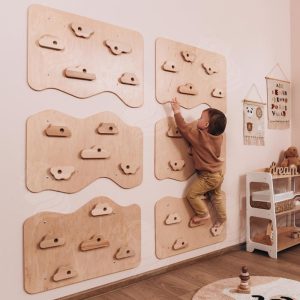 Indoor Rock Climbing Wall for Kids, Kids Rocking Wall, Climbing Wooden Panels, Wooden Climbing Frame Kids, Kids Playroom Jungle Gym