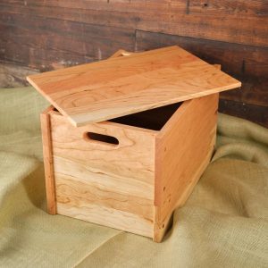 18x12x12 inch Cherry Wooden Storage Crate With Lid