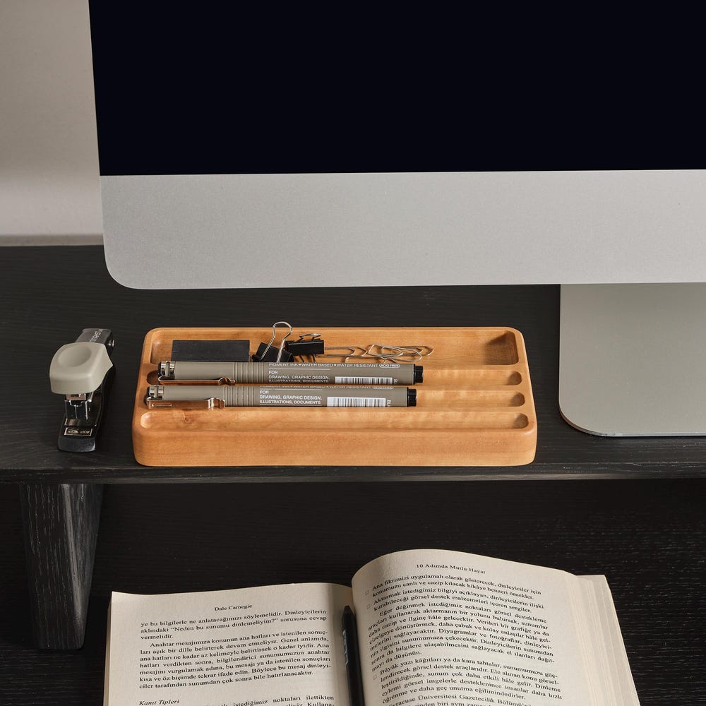 WoodenPen Tray, Pen Holder, Cathch All Tray, Wooden Notes Tray, Wood Organizer, Desk Organizer for Modern Offices, Handmade Gift for Him - Image 8