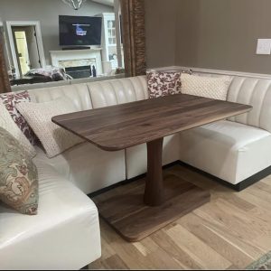 Walnut Banquette Table, Wood Pedestal Table, Pedestal Dining Table, Walnut Kitchen Nook Table, Pedestal Rectangle Dining Table for Banquette