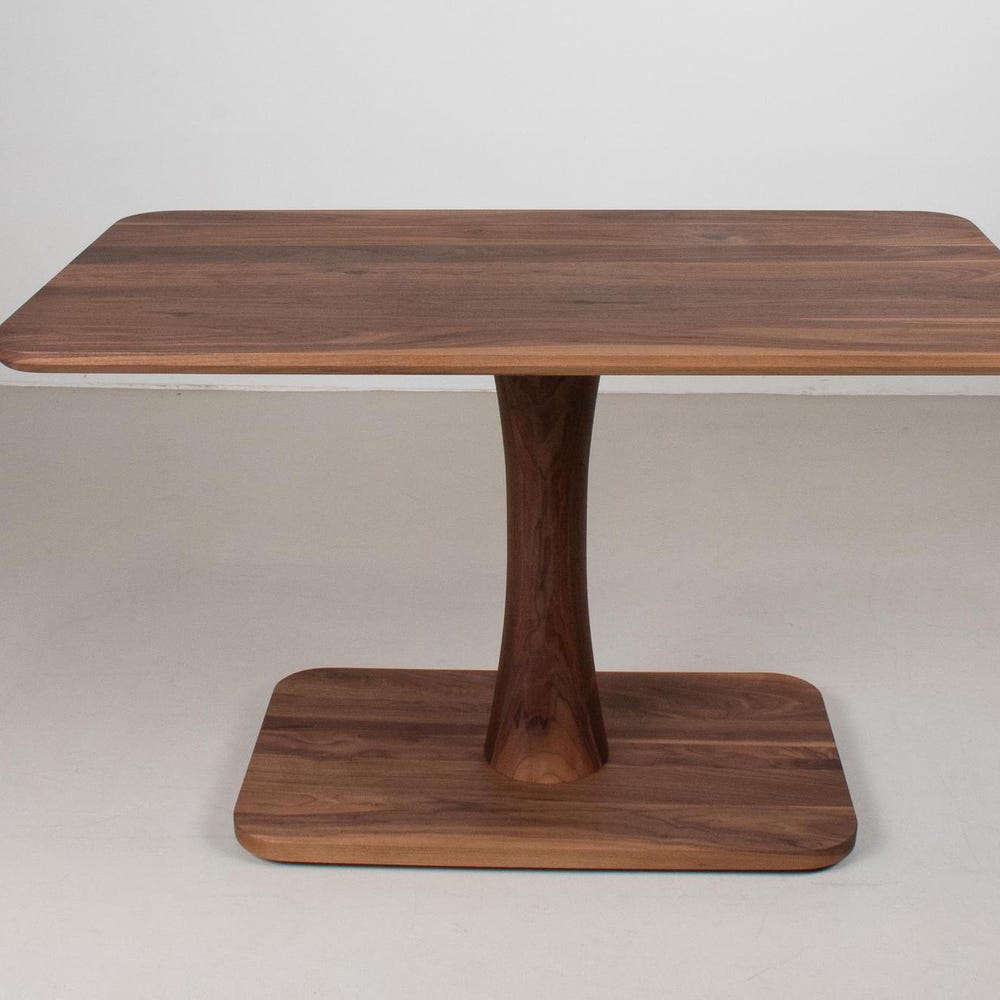 Walnut Banquette Table, Wood Pedestal Table, Pedestal Dining Table, Walnut Kitchen Nook Table, Pedestal Rectangle Dining Table for Banquette - Image 2