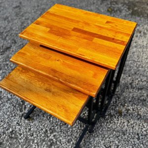 Walnut Wood Nesting Table, Metal Nesting Coffee Table, Walnut Coffee Table Set of 3, Wooden Side Table, Wood Rustic End Table, Unique Decor