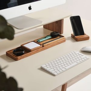 Wooden Desk Organizer Set, Wood Office Accessories, Phone Stand, Minimalist  and Scandinavian Style Wooden Decor, Gift for Mother
