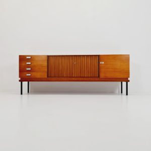 long Mid Century Modern German walnut sideboard by Famöla Möbel, 1950s