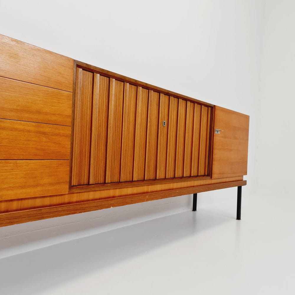 long Mid Century Modern German walnut sideboard by Famöla Möbel, 1950s - Image 6