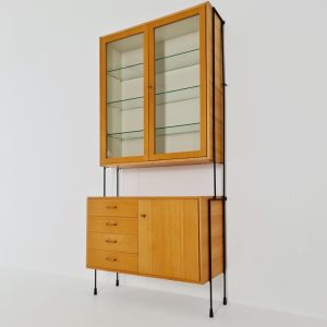Mid century Ash wall shelving unit by Hilker for Omnia, Germany, 1960s