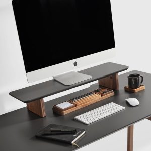 Wooden Monitor Stand, Custom Size Anthracite Monitor Stand, 38 Inch Wooden Screen Riser, Desk Shelf, Cream or Anthracite Monitor Riser