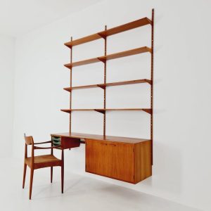 Danish modern modular teak shelving system by Kai kristansen for FH Möbel, Denmark, 1960s