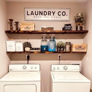 Laundry Room Shelves, Set of 2, Custom Real Wood Shelving for Laundry Storage