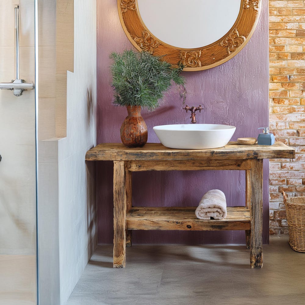 Wooden Rustic Style handmade bathroom vanity live edge solid wood cabinet sink table counter top farmhouse home decor furniture handcrafted - Image 6