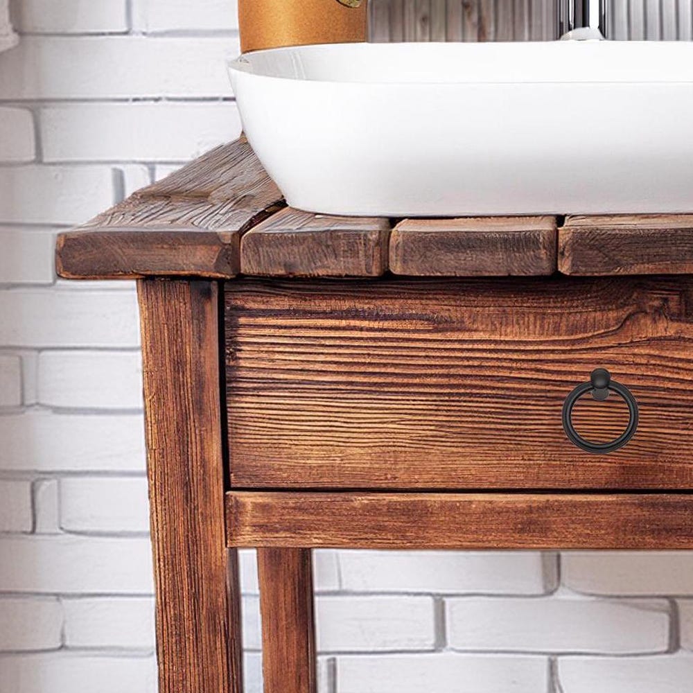 Wooden Rustic Style handmade bathroom vanity live edge solid wood cabinet sink table counter top farmhouse home decor furniture handcrafted - Image 2