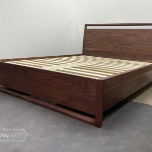 Wooden Platform Storage Bed with Drawers, Non toxic furniture, Solid walnut bed frame, wood platform bed frame, Wooden bedroom set