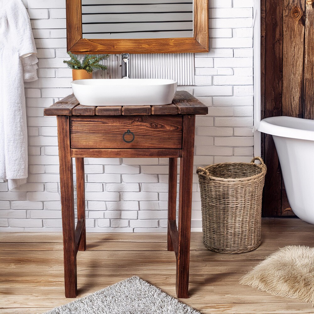 Wooden Rustic Style handmade bathroom vanity live edge solid wood cabinet sink table counter top farmhouse home decor furniture handcrafted - Image 4