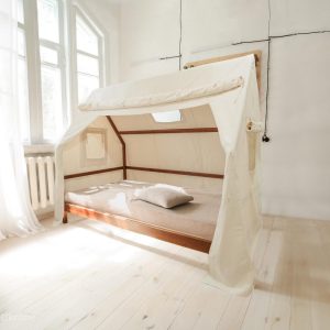 Kids Bed with Canopy, Walnut Wood ,Nursery Playhouse Bed,  Toddler bed, Handcrafted Kids bed, Play bed, Solid wood bed, Eco furniture