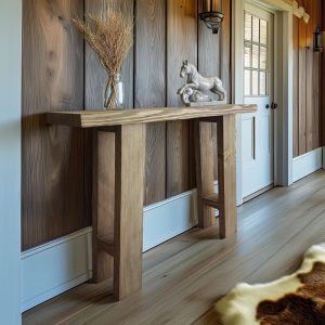 Rustic Oak Console Table – Handmade Solid Wood Entryway – Narrow Farmhouse Hallway Table – Custom Wooden Furniture – Mother’s Day Gift