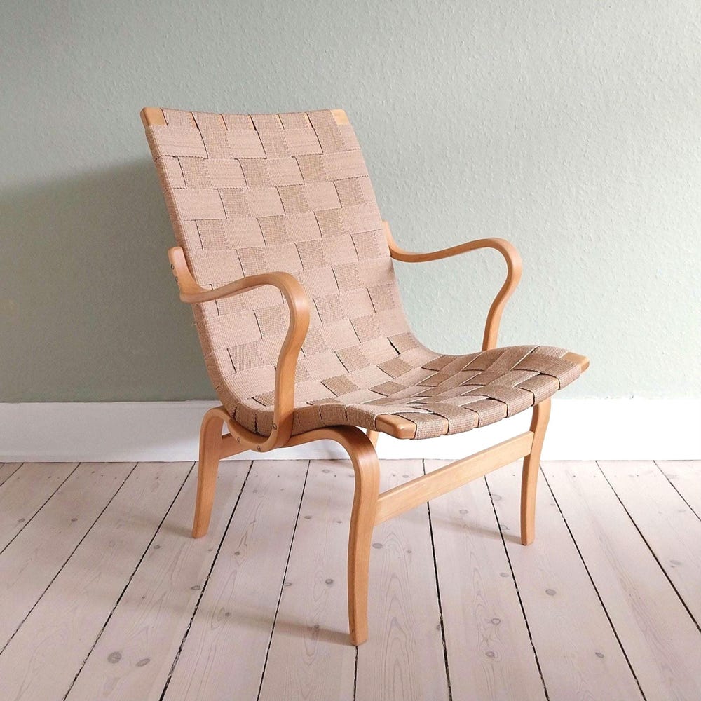 Bruno Mathsson chair Scandinavian lounge chair mid century chair birch bentwood chair sculptural accent chair Swedish modernist furniture