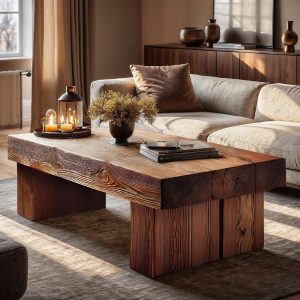 Wooden Rustic  handmade wooden coffee table live edge solid wood trestle farmhouse home decor furniture handcrafted rectangular end table
