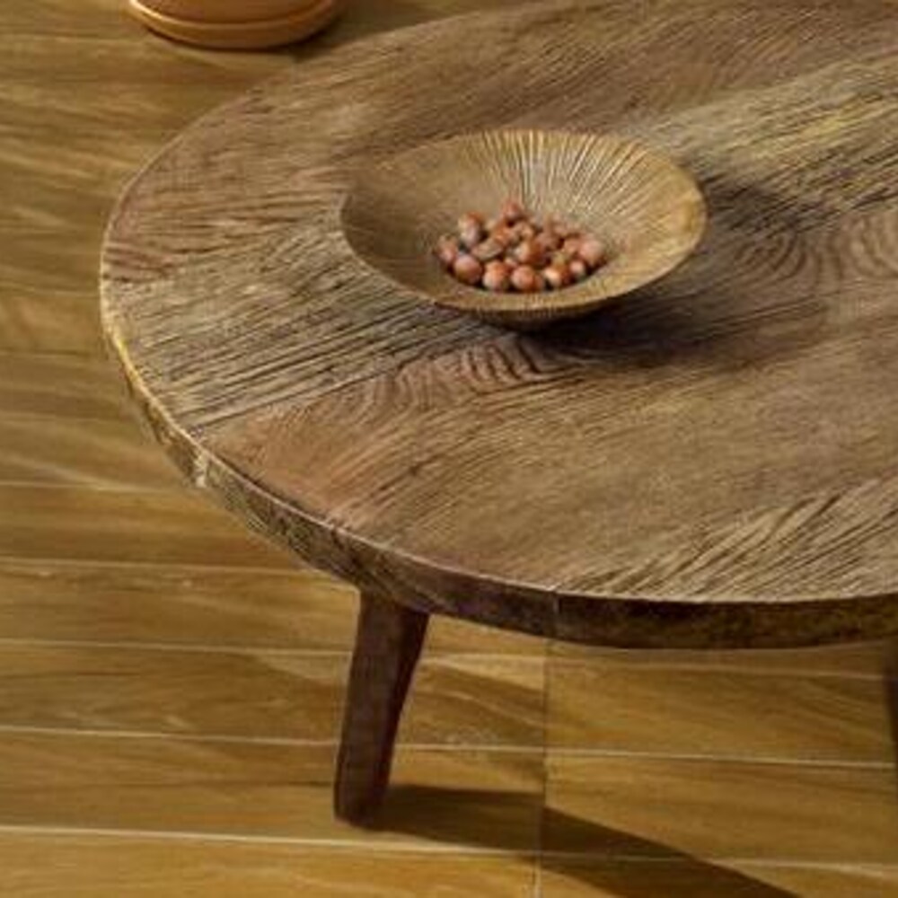 Solid Rustic wooden round coffee table - Custom Handcrafted Farmhouse Live Edge Reclaimed and Barn Wood tables - Unique Design- Home Decor - Image 4